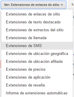 extensiones sms adwords paso 2