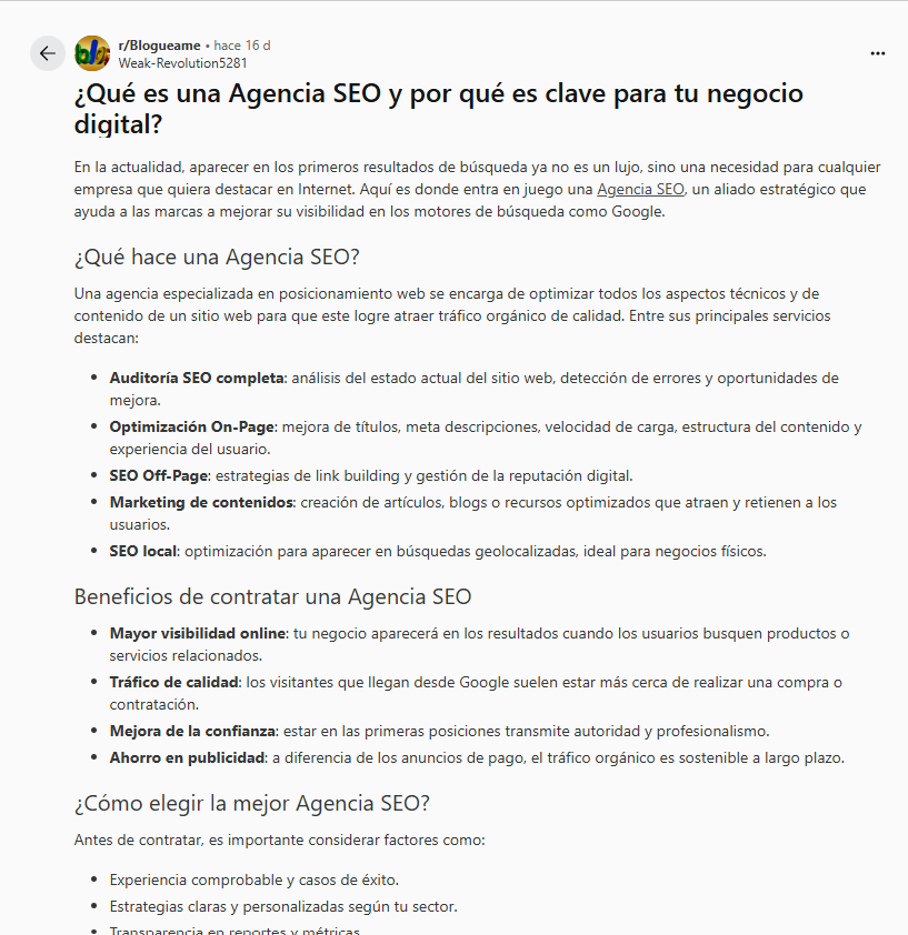 agencia seo reddit